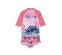 Disney Lilo and Stitch Girls Swim Set - 2 Piece Pink Swim Top and Matching Bottoms Stitch Graphic Pull On Fit Elasticated Waist Kids Swimwear, Holiday Ready Swim