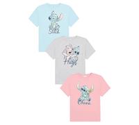 Disney Lilo and Stitch Girls T-Shirts 3 Pack Kids Multipack (8-9 Years) Pink