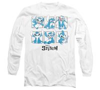 Disney Lilo and Stitch Graphic Blocks Unisex Long Sleeve T Shirt, White, XL