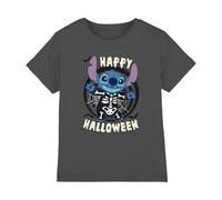 Disney Lilo and Stitch Happy Halloween Skeleton Kids T Shirt, Charcoal, 7-8