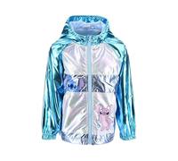Disney Lilo and Stitch Jacket for Girls, Iridescent Winter Jacket with Angel and Stitch Hooded Jacket, Winter Coats for Children, Sizes 3 to 8 Years, blue, 6 Years