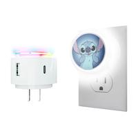Disney Lilo and Stitch Light-Touch LED Night Light With USB Charging - 6 Light Settings, USB 2.0 and Type C Ports - Gifts for Girls, Adults and Fans
