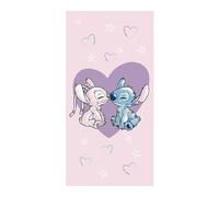 Disney Lilo and Stitch Love Beach Towel, Pink, 100% Cotton, 70 x 140 cm
