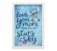 Disney Lilo and Stitch Love You More Framed Wood Wall Decor - Adorable Stitch Wall Art for Kids' Bedroom or Movie Room