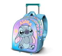 Disney Lilo and Stitch Mischievous-Small 3D Backpack with Wheels, Blue, 26 x 34 cm, Capacity 7 L