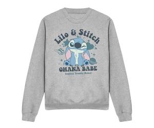 Disney Lilo And Stitch Ohana Babe Adults Crew Sweatshirt, Heather Grey, Large