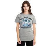 Disney Lilo and Stitch Ohana Babe Womens Classic T Shirt, Heather Grey, Large