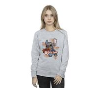 (M, Sports Grey) Disney Womens/Ladies Lilo And Stitch Ohana Orange Hibiscus Sweatshirt
