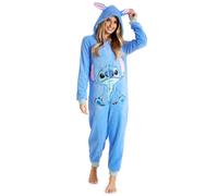 Disney Onesies for Women, Fluffy Stitch Onesie Pyjamas, Stitch Gifts (Blue Stitch, S)