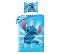 Disney LILO and STITCH - Reversible Single Duvet Cover Set 140 x 200 cm and Pillowcase 70 x 90 cm - Light Blue Multicoloured - 100% Cotton OEKO-TEX