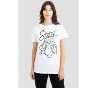 Disney Lilo and Stitch Sketchy Surprise Womens Classic T Shirt, White, Medium