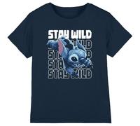 Disney Lilo and Stitch Stay Wild Boys T Shirt, Navy, 7-8 Years