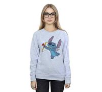 Disney Women's Lilo & Stitch Stitch Cupid Valentines Sweatshirt in Grey | Size: XL Disney Grey XL