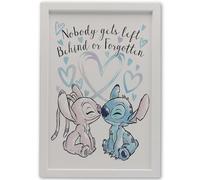 Disney Lilo and Stitch with Angel Framed Wood Wall Decor - Nobody Gets Left Behind or Forgotten