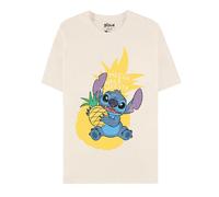 Disney Lilo Pineapple Stitch-Short Sleeved T-Shirt-L, White, L