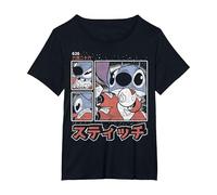 Disney Lilo & Stitch 626 Stitch Day Kanji Panels T-Shirt, Women's Plus, Black, 2X