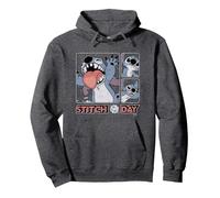 Disney Lilo & Stitch 626 Stitch Day Silly Faces Distressed Pullover Hoodie, Adult Unisex, Dark Heather Grey, Large