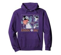 Disney Lilo & Stitch 626 Stitch Day Silly Faces Distressed Pullover Hoodie, Adult Unisex, Purple, Large