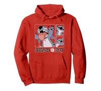 Disney Lilo & Stitch 626 Stitch Day Silly Faces Distressed Pullover Hoodie, Adult Unisex, Red, Medium