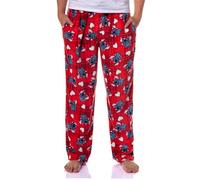 Disney Lilo & Stitch Adult Stitch Lovestruck Hearts Fleece Pajama Sleep Pants for Men and Women, Red, XL