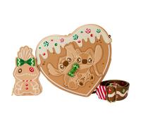 Loungefly Disney Stitch Scented Angel and Stitch Gingerbread Heart Crossbody Bag with Coin Bag, Multi