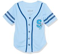 Disney Lilo & Stitch Angel Baseball Jersey Classic Button Down Mesh Shirt, Light Blue, 7-8
