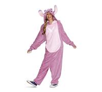 Disney Lilo & Stitch Angel Jumpsuit for Adults, Officially Licensed Disney Lilo & Stitch by Disguise, Features Detailed Fabric Hood with Dimensional Ears, in Size S/M and L/XL