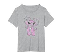 Disney Lilo & Stitch Angel Transparent Standing T-Shirt, Women's Plus, Heather Grey, 1X