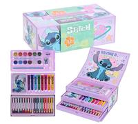 Disney Lilo & Stitch Art Set for Kids | 52-Piece Colouring Stationery Suitcase with Markers, Crayons, Pencils & More | Stitch Creative Art Briefcase for Drawing & Coloring Fun