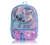 Disney Lilo & Stitch Backpack for Kids | 16" School Bookbag with Stitch and Angel Graphics, 6D Molded Front & Front Pocket | Boys Girls Backpack for School | Ages 3+