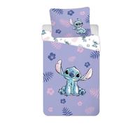Disney Lilo & Stitch Bedlinen Set for Junior Bed | Duvet Cover 100x135 cm with Pillowcase 40x60 cm, 100% Cotton | Soft & Breathable Tropical Hibiscus & Stitch Design | Stitch Toddlers Cot Bedding Set