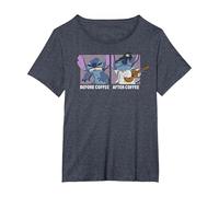 Disney Lilo & Stitch Before Coffee After Coffee T-Shirt, Women's Plus, Heather Blue, 2X