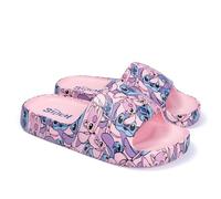 Disney Lilo & Stitch Big Kid Adult Pink All-Over Print Pool Slides Sandals - Fun Quick-Dry Beach Flip Flops with Stitch Motifs, Women's Sizes 5-10 Summer Water Shoes for Teens & Women, Pink, 2 UK