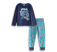 Disney Lilo & Stitch Boys Blue Long Sleeve Long Leg Pyjama Set | Stitch Character Sleepwear | Kids Nightwear for Bedtime | Comfortable PJs Merch - 7-8 Years