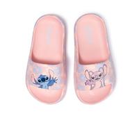 Disney Lilo & Stitch Children's Pink Floral Pool Slides Sandals - Cute Quick Drying Beach Flip Flops with Stitch Print, Sizes 11/12-2/3 Summer Water Shoes for Girls, Pink, 11-12 Little Kid