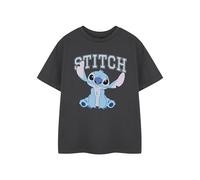 Disney Lilo & Stitch College Girls White Short-Sleeved T-Shirt | Cute Graphic Tee for Teens | Ohana Stitch Character Top | Varisty Apparel Gift for Girls & Fans