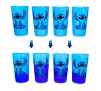 Disney Lilo & Stitch Color-Changing Plastic Cups, Set of 4 | Tall Carnival Cold Cup for Drinks, Juice, Lemonade, Soda | Home & Kitchen Essentials, Cute Gifts and Collectibles | Each Holds 20 Ounces