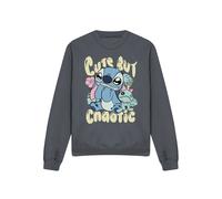 Disney Lilo & Stitch Cute But Chaotic Adults Crew Sweatshirt, Charcoal | Size: Medium Disney Charcoal M