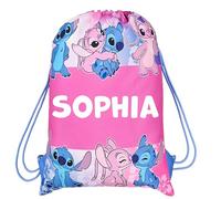 Disney Lilo & Stitch Drawstring Bag Personalised Girls School PE Gym Sack Holder (Lilo & Stitch Drawstring Bag)