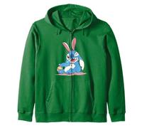 Disney Lilo & Stitch Easter Cute Stitch Bunny Big Chest Logo Zip Hoodie