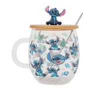 Disney Lilo & Stitch Expressions Glass Mug With Lid and Spoon | Holds 17 Ounces