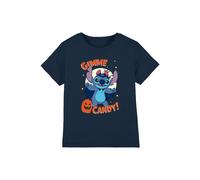 Disney Lilo & Stitch Gimme Candy Kids T-Shirt, Navy | Size: 7-8 Years Lilo & Stitch Navy 7-8 Years