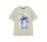 Disney Lilo & Stitch Girls Beige Short Sleeve T-Shirt Lilo & Stitch Graphic Tee | Kids Cartoon Film Apparel | Cute Summer Top for Girls & Toddlers Movie Merchandise Gift