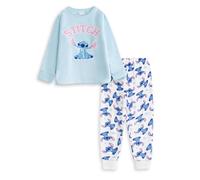 Disney Lilo & Stitch Girls Blue Long Sleeve Long Leg Pyjama Set | Fleece Sleepwear with Stitch Graphic | Cosy Nightwear for Bedtime & Sleepovers Merch - 13-14 Years