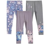 Disney Lilo & Stitch Girls Leggings Pants Set for Little Kids to Big Kids, Pack of 3, Lilo And Stitch - Blue/Grey/Pink, 10