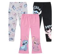 Disney Lilo & Stitch Girls Leggings Pants Set for Little Kids to Big Kids, Pack of 3, Lilo And Stitch - Grey/Black/Pink, 8