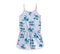 Disney Lilo & Stitch Girls Light Blue Sleeveless Playsuit | Stitch Character Print Summer Casual Outfit | Elasticated Waistband with Pockets | Cartoon Apparel for Children - 12-13 Years
