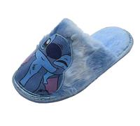 Disney Lilo & Stitch Girls Mule Easy Slip On Slippers, Blue, Size 12-6