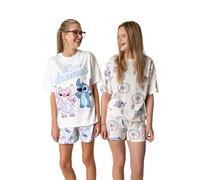 Disney Lilo & Stitch Girls Multi-Coloured Short Sleeve Pyjama Set | 2 Pack Character Print Sleepwear with Stitch & Angel | Humorous Loungewear | Less Dramas More Pyjamas Merch - 12-13 Years