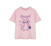 Disney Lilo & Stitch Girls Pink Short Sleeved T-Shirt | Angel Graphic Tee for Kids | Cute Stitch Character Top | Cartoon Movie Apparel for Girls & Toddlers